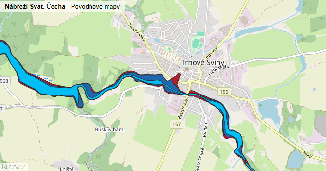 Nábřeží Svat. Čecha - záplavové mapy stoleté vody