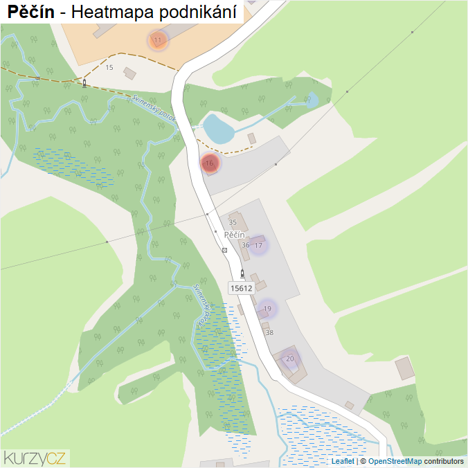 Mapa Pěčín - Firmy v části obce.