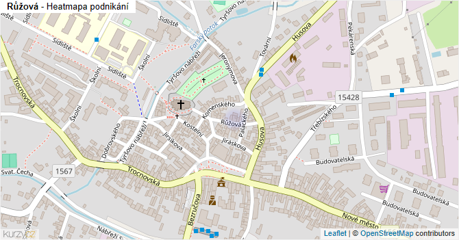 Růžová - mapa podnikání