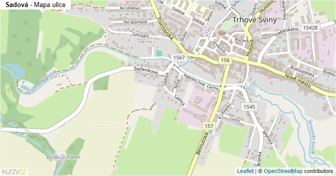 Sadová - mapa ulice