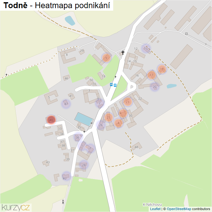 Mapa Todně - Firmy v části obce.