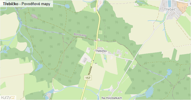 Třebíčko - záplavové mapy stoleté vody