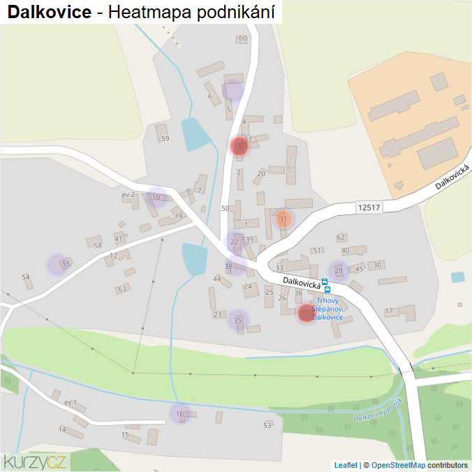 Mapa Dalkovice - Firmy v části obce.