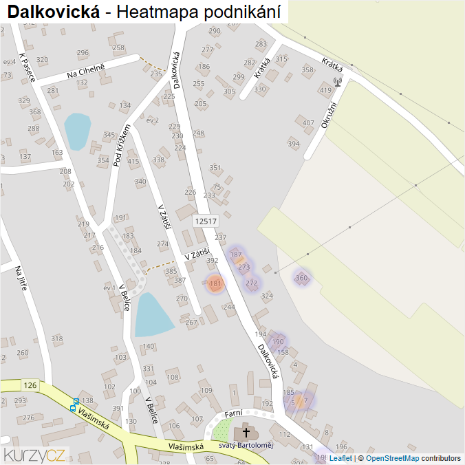 Mapa Dalkovická - Firmy v ulici.