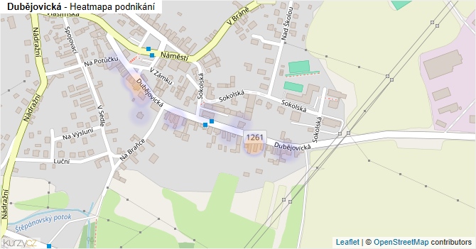Dubějovická - mapa podnikání