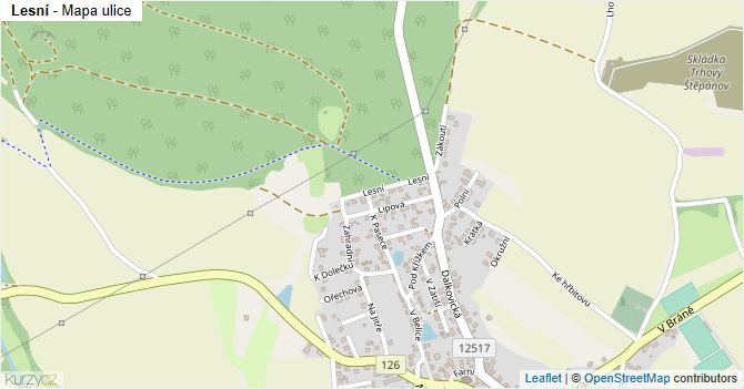 Lesní - mapa ulice