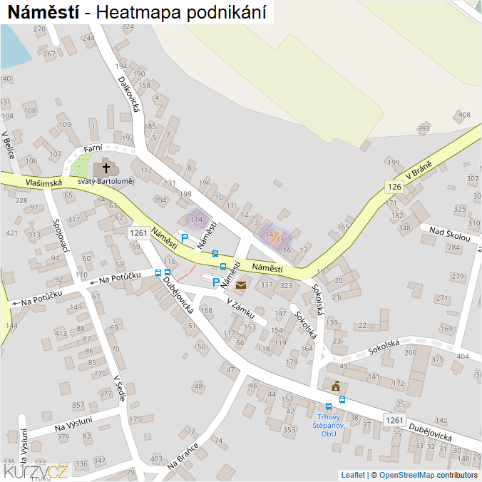 Mapa Náměstí - Firmy v ulici.