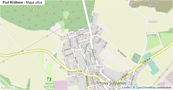 Pod Křížkem - mapa ulice