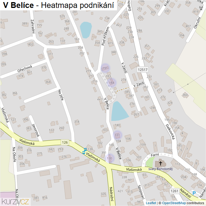 Mapa V Belíce - Firmy v ulici.