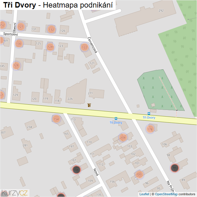 Mapa Tři Dvory - Firmy v obci.