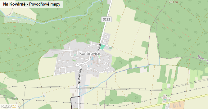 Na Kovárně - záplavové mapy stoleté vody