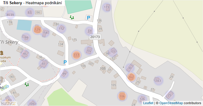 Tři Sekery - mapa podnikání