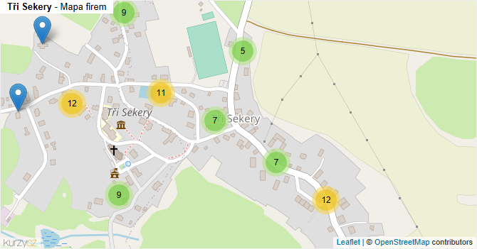 Tři Sekery - mapa firem