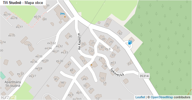 Tři Studně - mapa obce