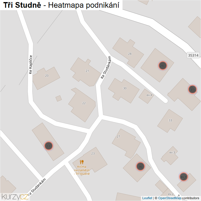 Mapa Tři Studně - Firmy v obci.