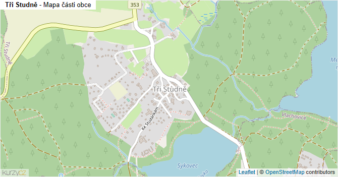 Tři Studně - mapa části obce