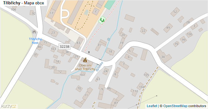 Třibřichy - mapa obce