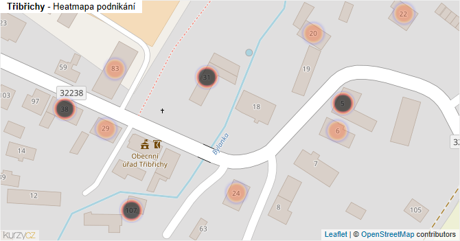 Třibřichy - mapa podnikání