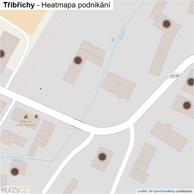 Mapa Třibřichy - Firmy v obci.
