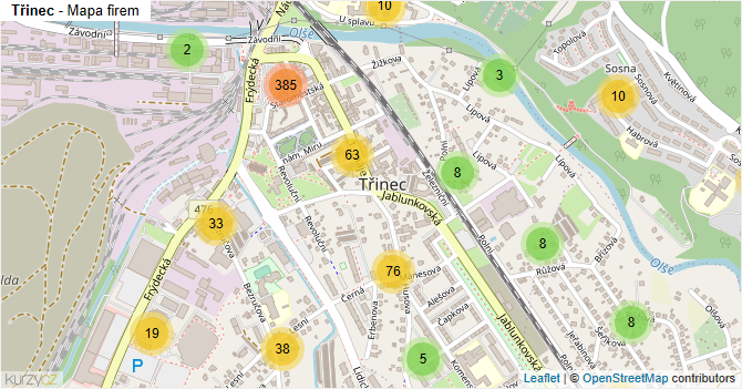 Třinec - mapa firem