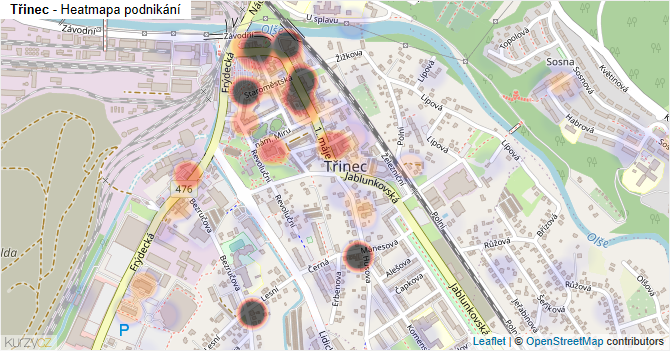 Třinec - mapa podnikání