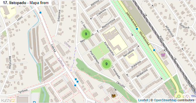 17. listopadu - mapa firem