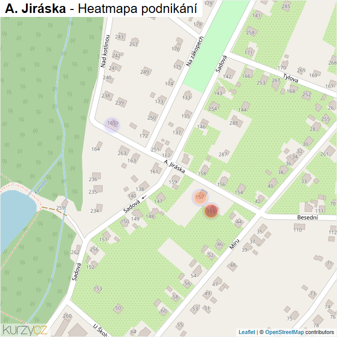 Mapa A. Jiráska - Firmy v ulici.