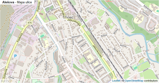 Alešova - mapa ulice