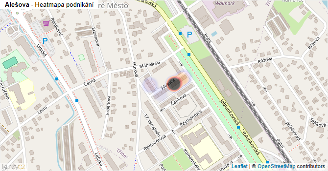 Alešova - mapa podnikání