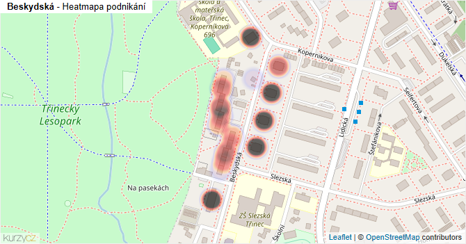 Beskydská - mapa podnikání