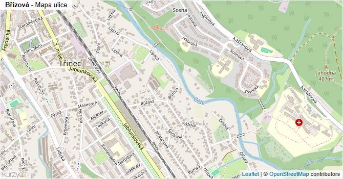Břízová - mapa ulice