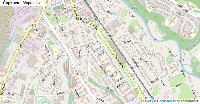 Čapkova - mapa ulice