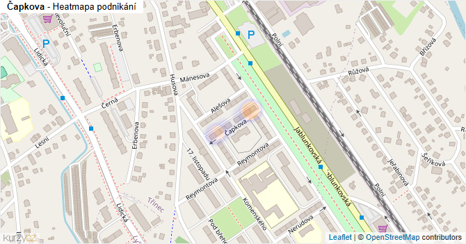 Čapkova - mapa podnikání