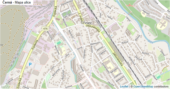 Černá - mapa ulice