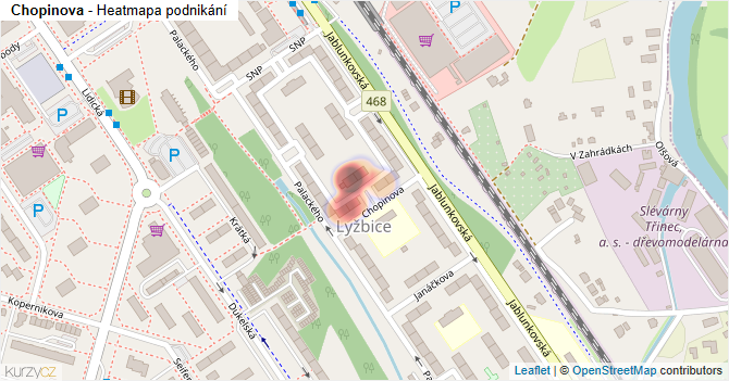 Chopinova - mapa podnikání
