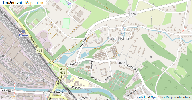 Družstevní - mapa ulice