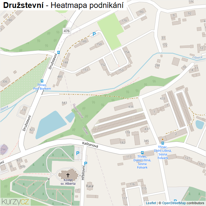 Mapa Družstevní - Firmy v ulici.