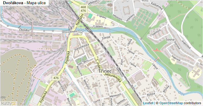 Dvořákova - mapa ulice