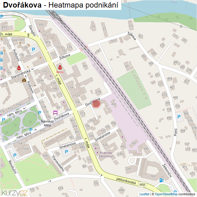 Mapa Dvořákova - Firmy v ulici.