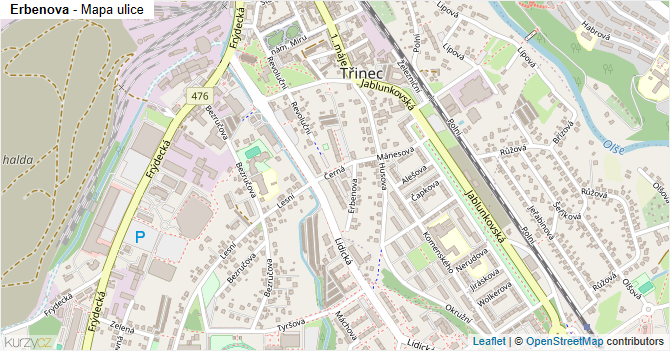 Erbenova - mapa ulice