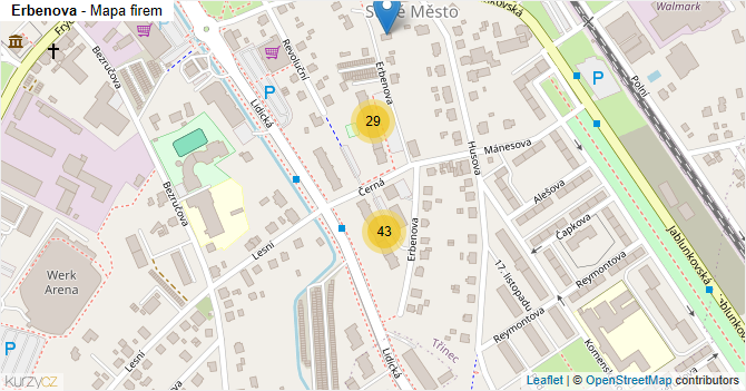 Erbenova - mapa firem