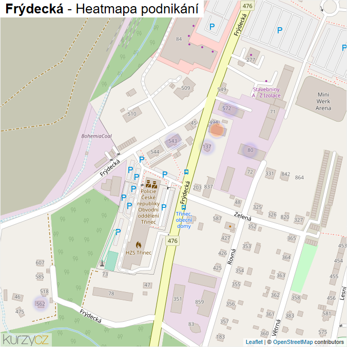 Mapa Frýdecká - Firmy v ulici.