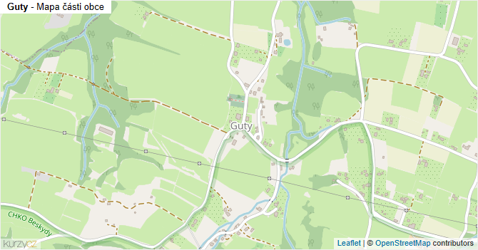 Guty - mapa části obce