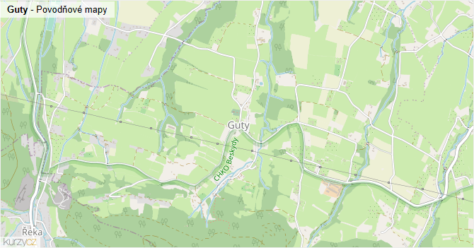 Guty - záplavové mapy stoleté vody