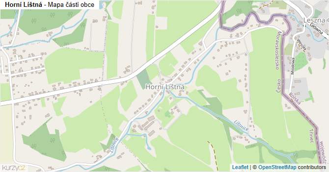 Horní Líštná - mapa části obce