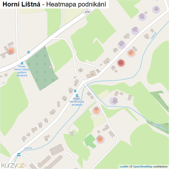 Mapa Horní Líštná - Firmy v části obce.