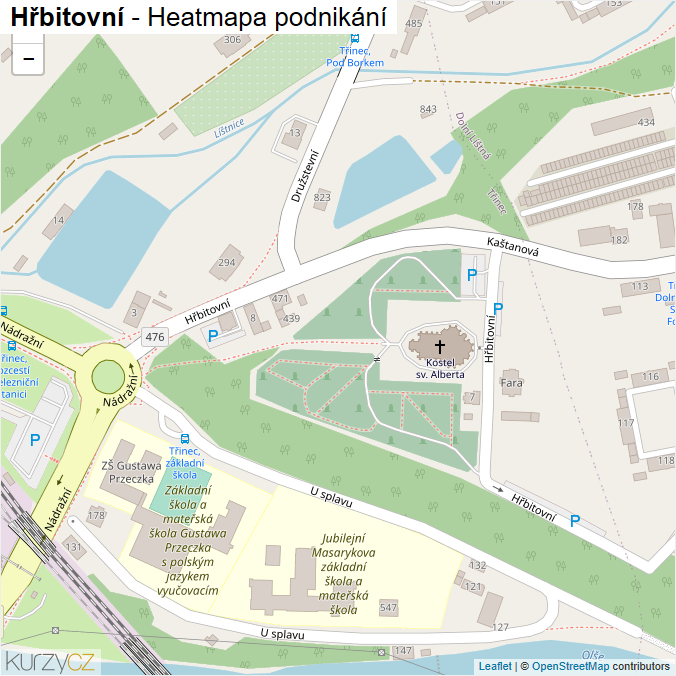 Mapa Hřbitovní - Firmy v ulici.