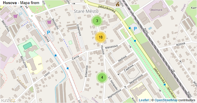 Husova - mapa firem