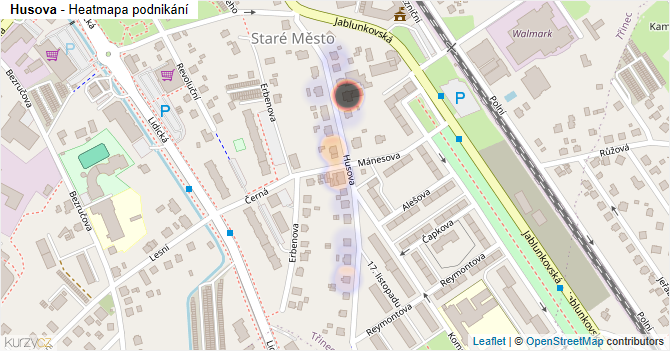 Husova - mapa podnikání