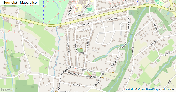 Hutnická - mapa ulice